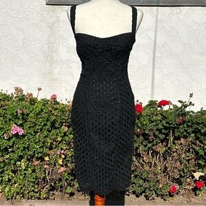 Pamela Barish Black Vintage Vibes Dress Broderie anglaise